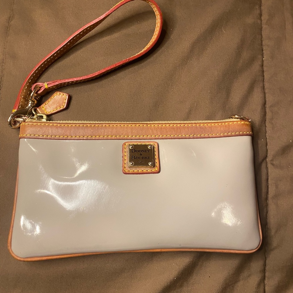 Dooney & Bourke Gray and Brown Wristlet Clutch